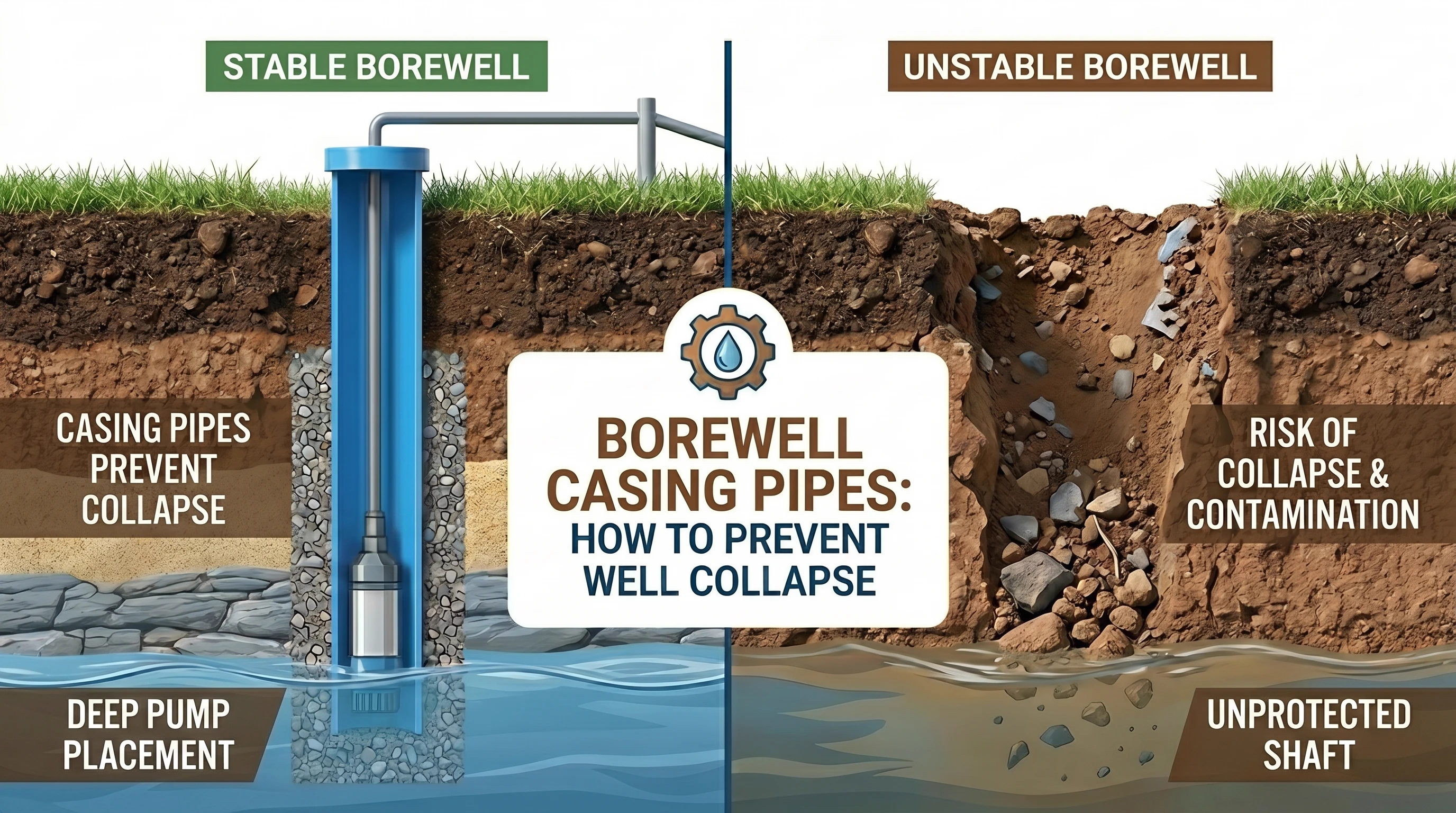Borewell Casing Pipes: How to Prevent Well Collapse